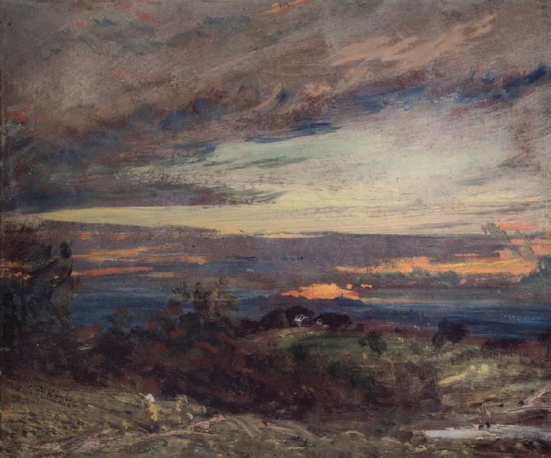 John Constable Hampstead Heath,sun setting over Harrow 12 September 1821 oil painting image